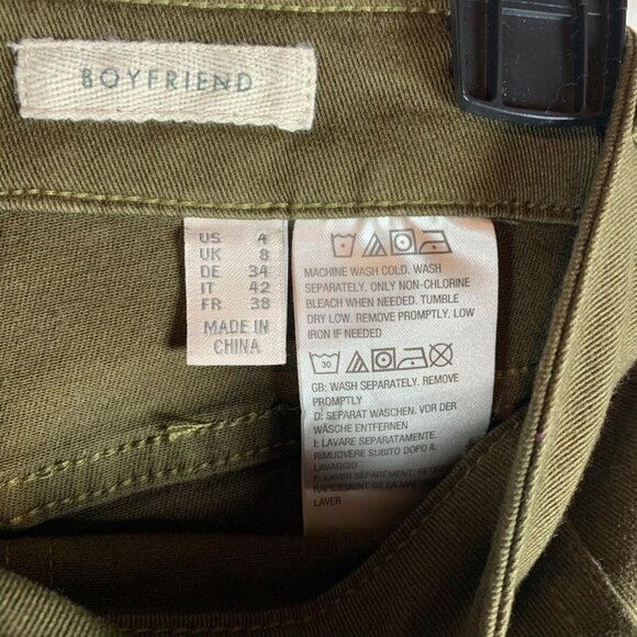 LOGO Lori Goldstein Women's Green Floral Embroidered Boyfriend Pants Size 4 9522 - Picture 6 of 16